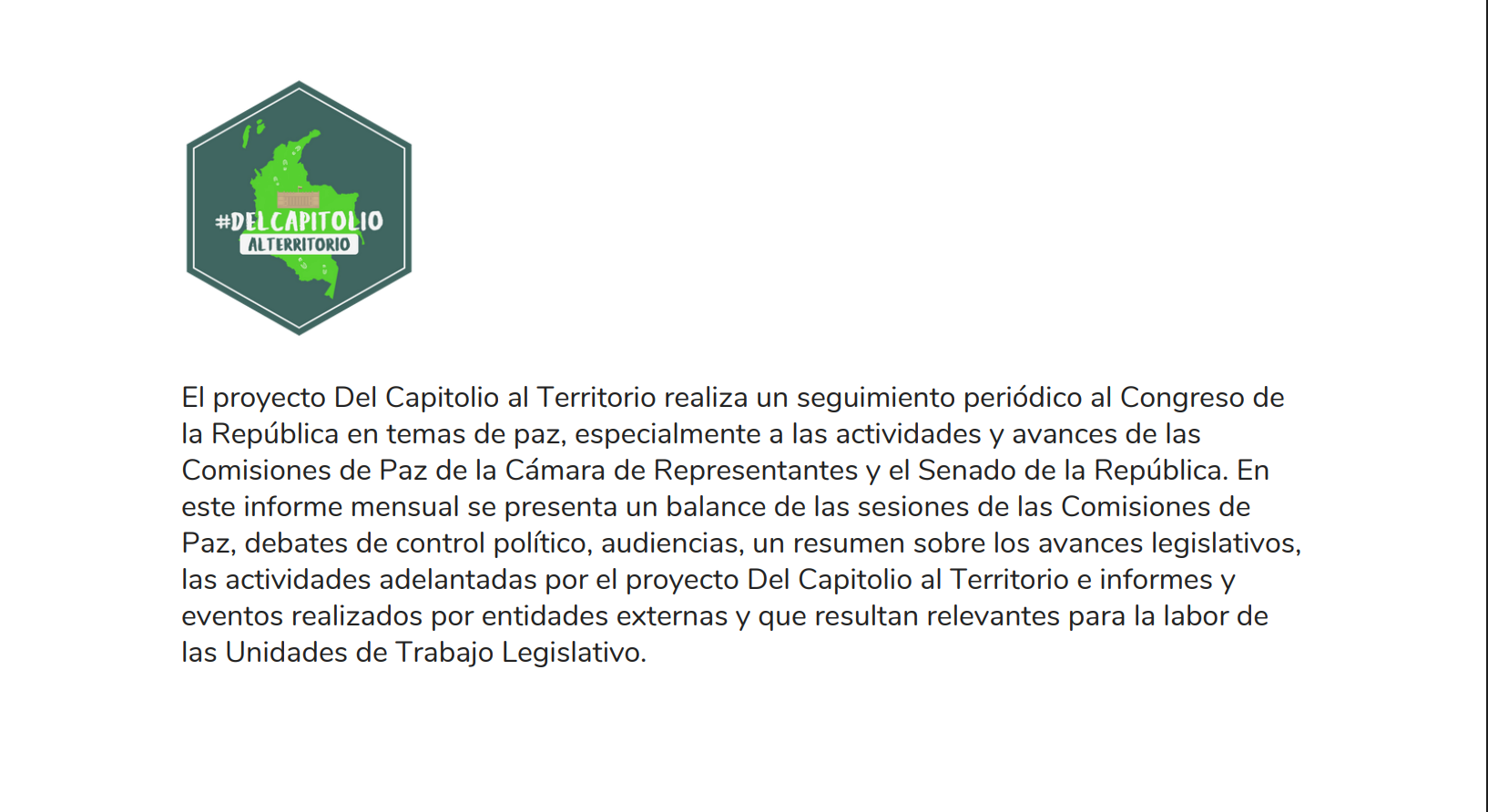 Informe Legislativo Del Capitolio al Territorio 